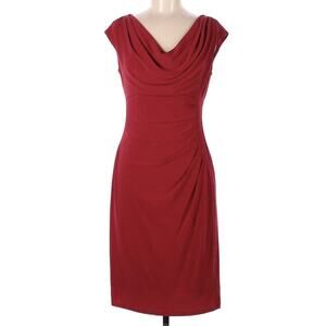 Lauren Ralph Lauren - Women’s Red Cowl-neck Ruched Sheath Dress - Sz 4